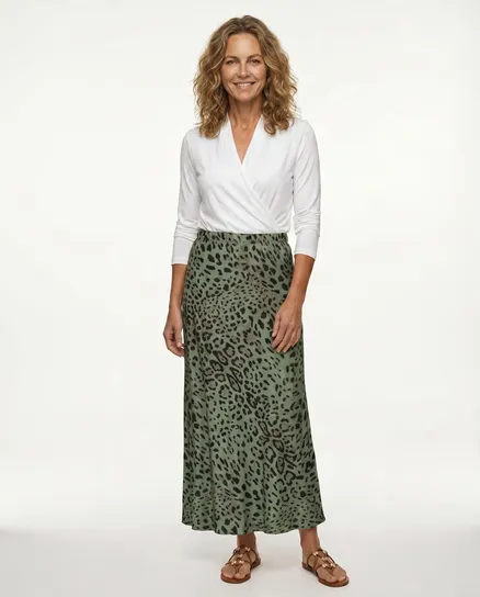 Rock Satin Leoprint in khaki von Selected Touch