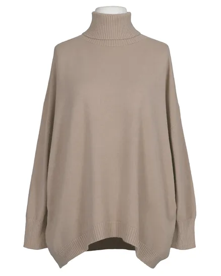 Rollkragenpullover in taupe von Made in Italy
