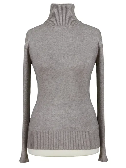 Rollkragenpullover in taupe von Beauty Women
