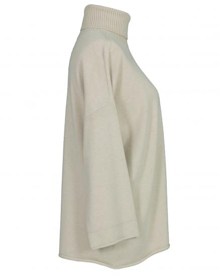 Rollkragenpullover Kastenform in beige von Made in Italy