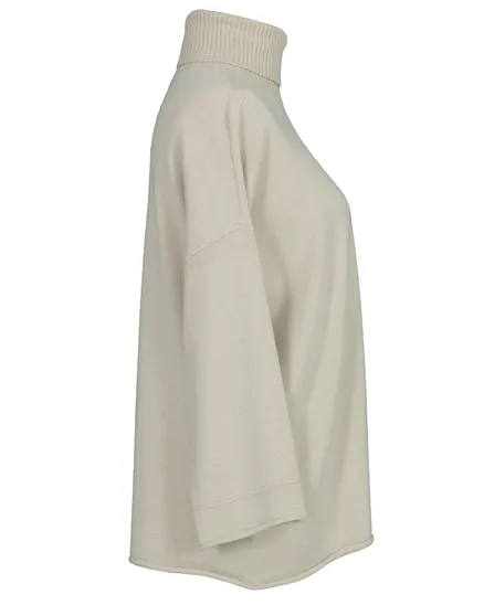Rollkragenpullover Kastenform in beige von Made in Italy
