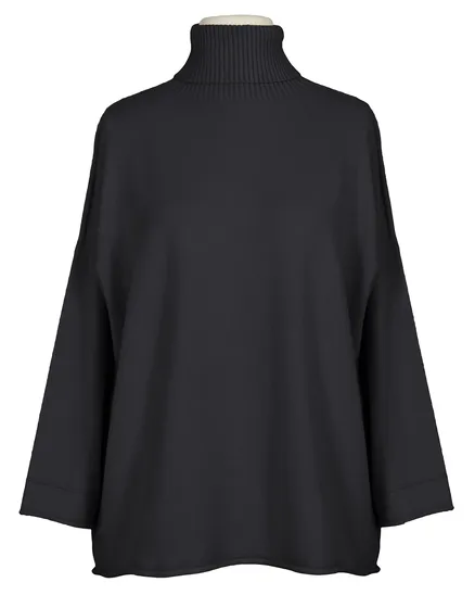Rollkragenpullover Kastenform in schwarz von Made in Italy