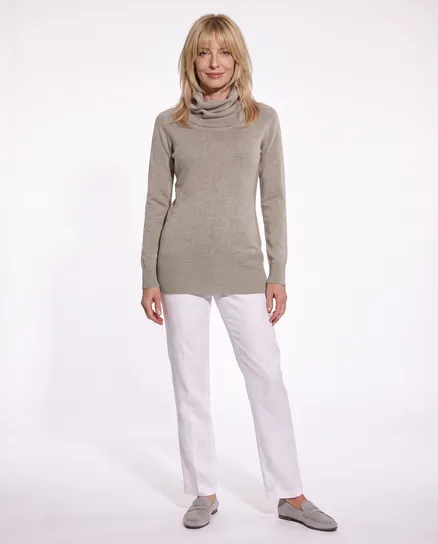 Rollkragenpullover mit Cashmere in beige von Moda Italia