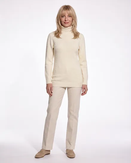 Rollkragenpullover mit Mohair in beige von Primrose