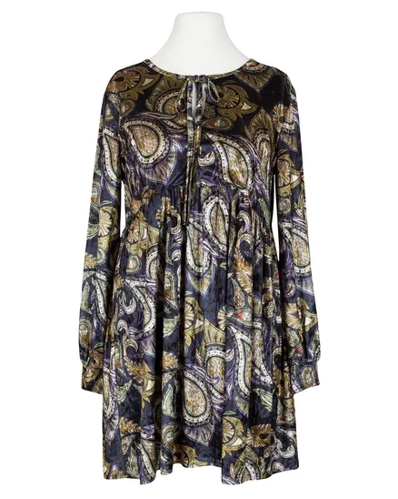 Samttunika mit Print in schwarz von Blu Royal