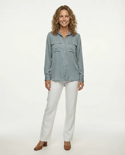 Satin Bluse in eisblau von Monday Afternoon