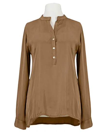 Satin Bluse Stehkragen in cognac von Monday Afternoon