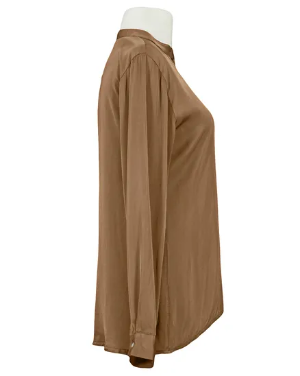 Satin Bluse Stehkragen in cognac von Monday Afternoon