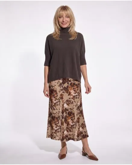 Satin Rock Blumenmuster in braun von Made in Italy