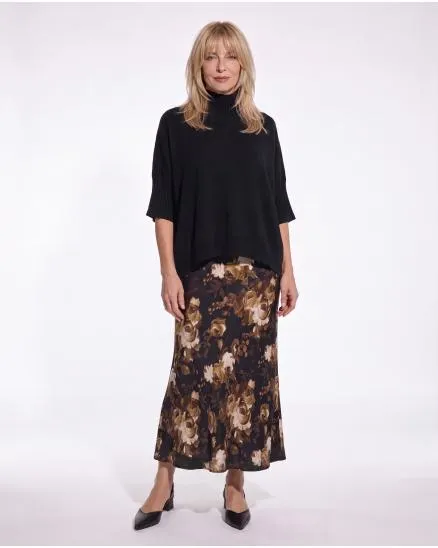Satin Rock Blumenmuster in schwarz von Made in Italy