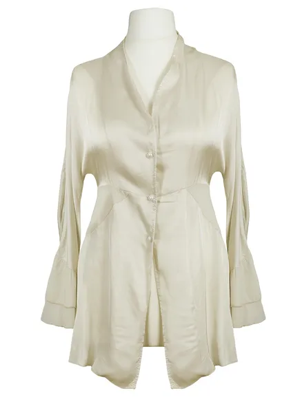 Satinbluse mit Seide in creme von Made in Italy