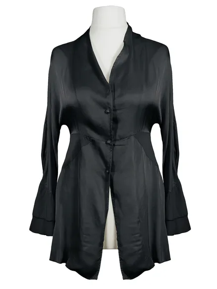 Satinbluse mit Seide in schwarz von Made in Italy