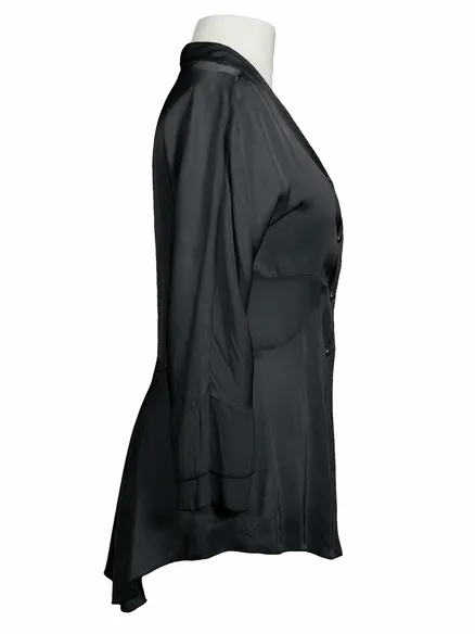 Satinbluse mit Seide in schwarz von Made in Italy