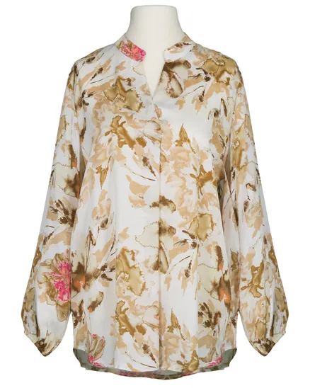 Satinbluse Floral in beige-braun von Made in Italy