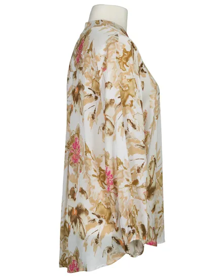 Satinbluse Floral in beige-braun von Made in Italy