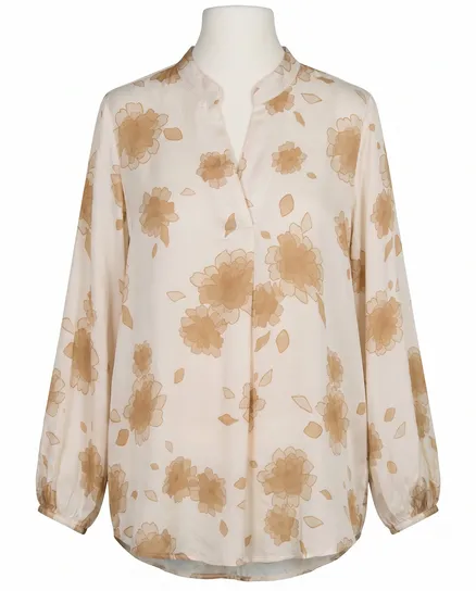 Satinbluse Floral in creme-beige von Made in Italy
