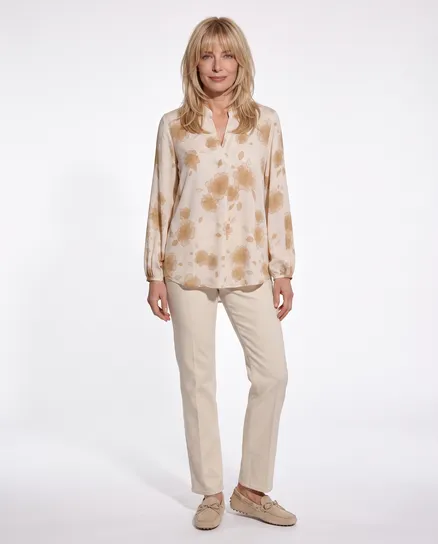 Satinbluse Floral in creme-beige von Made in Italy