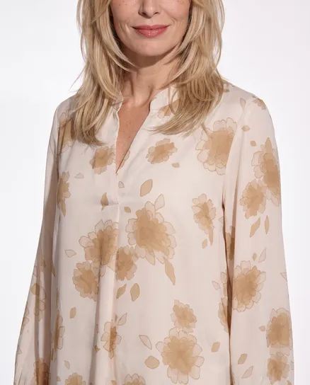 Satinbluse Floral in creme-beige von Made in Italy