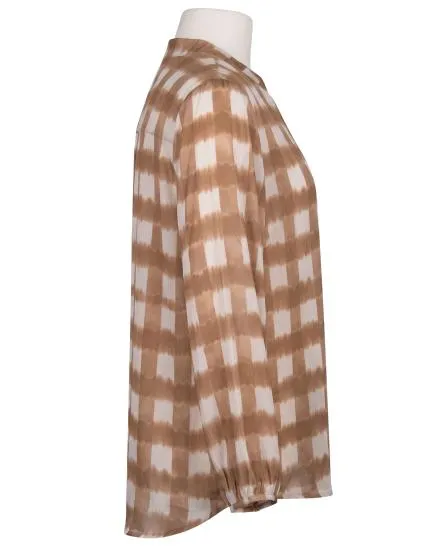 Satinbluse Karomuster in camel von Made in Italy
