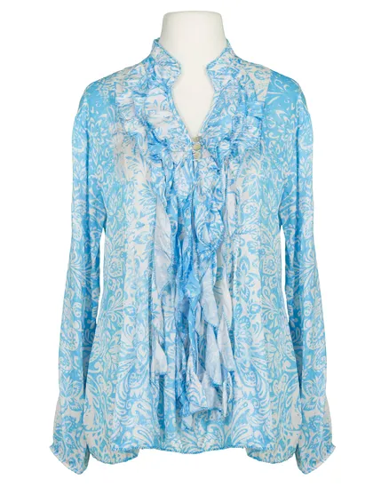 Satinbluse mit Seide Floral in blau von Made in Italy
