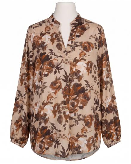 Satinbluse mit Seide Floral in braun von Made in Italy