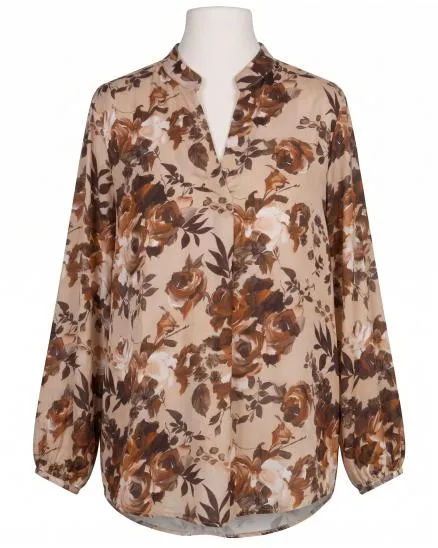 Satinbluse mit Seide Floral in braun von Made in Italy