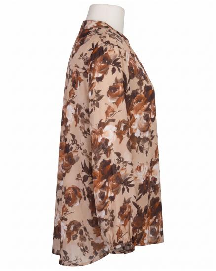 Satinbluse mit Seide Floral in braun von Made in Italy