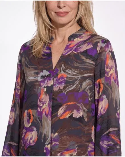 Satinbluse mit Seide Floral in bunt von Made in Italy