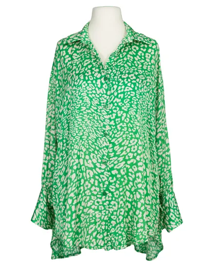 Satinbluse mit Seide Leo Print in gr�n von Made in Italy