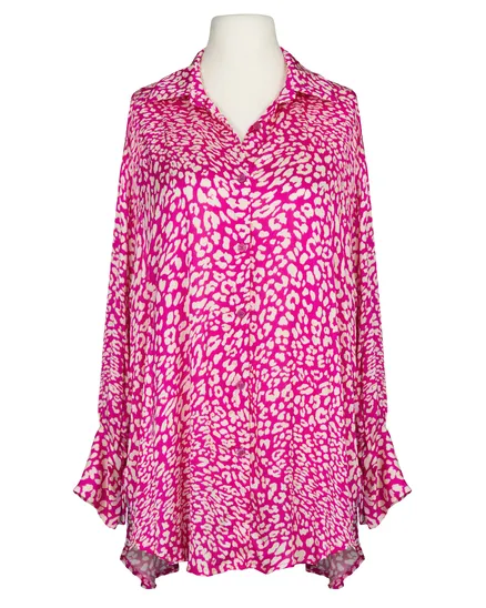 Satinbluse mit Seide Leo Print in pink von Made in Italy