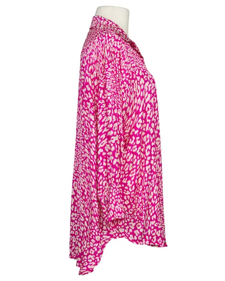 Satinbluse mit Seide Leo Print in pink von Made in Italy