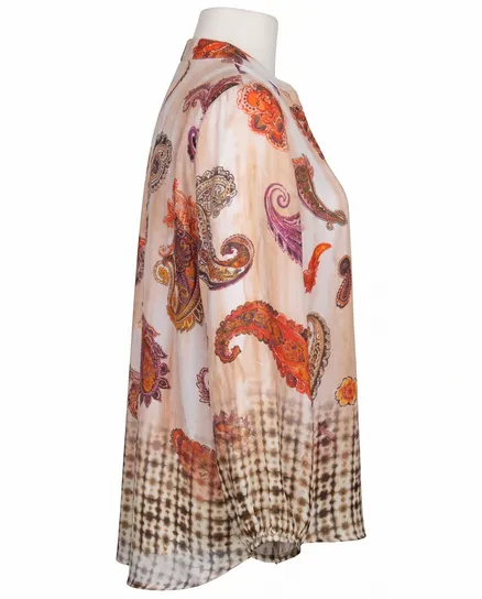 Satinbluse Paisleymuster in beige von Made in Italy