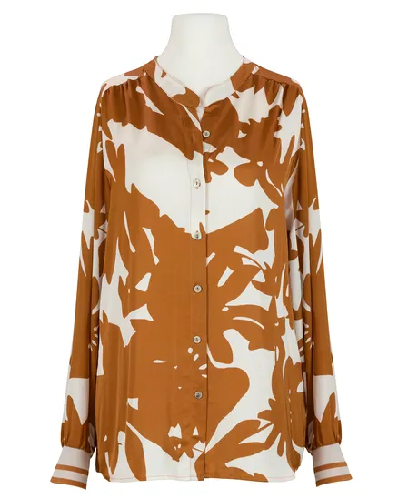 Satinbluse Print in karamell von Made in Italy