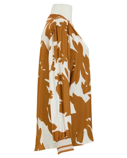 Satinbluse Print in karamell von Made in Italy
