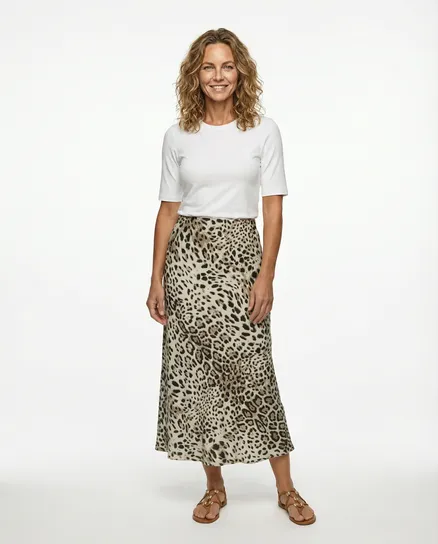 Satinrock Leoprint in beige von Selected Touch