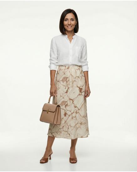 Satinrock mit Muster in beige von Made in Italy