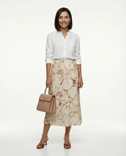 Satinrock mit Muster in beige von Made in Italy