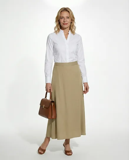 Satinrock mit Seide in camel von Selected Touch