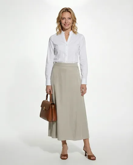 Satinrock mit Seide in creme von Selected Touch