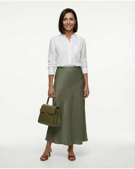 Satinrock mit Seide in khaki von Selected Touch