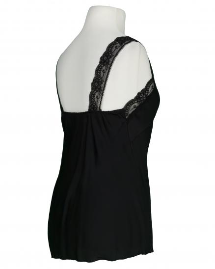 Satintop mit Spitze in schwarz von Made in Italy