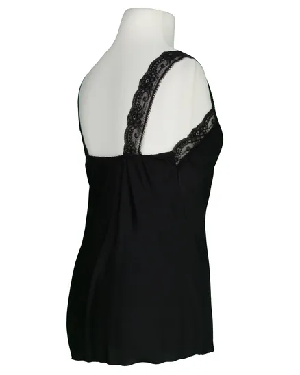 Satintop mit Spitze in schwarz von Made in Italy