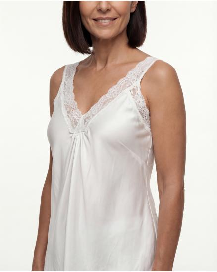 Satintop mit Spitze in weiss von Made in Italy