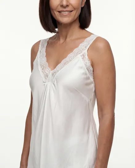 Satintop mit Spitze in wei� von Made in Italy