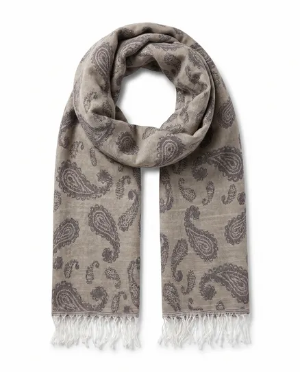Schal mit Paisley Muster in taupe von fashion made in italy