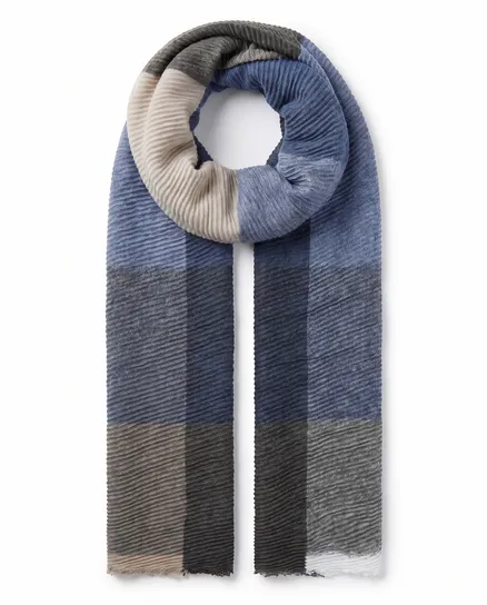 Schal Schultertuch Plissee in blau von FASHION