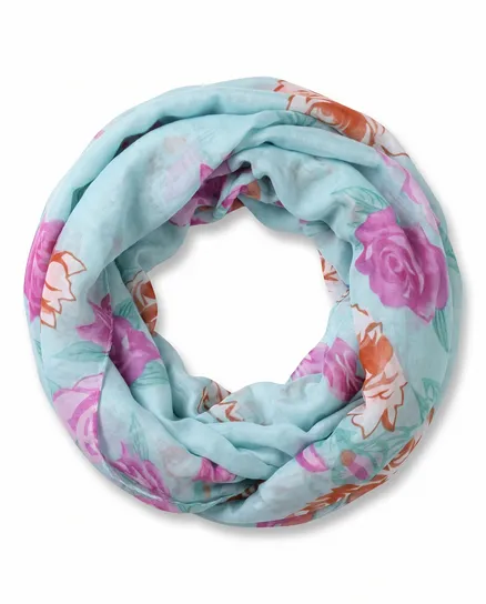 Schlauchschal gebl�mt in aqua von fashion made in italy