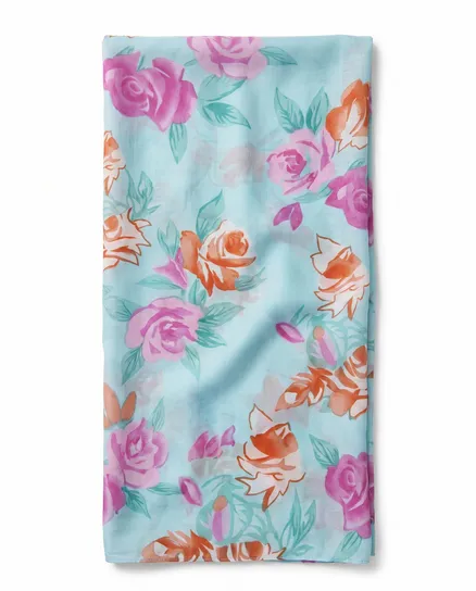 Schlauchschal gebl�mt in aqua von fashion made in italy