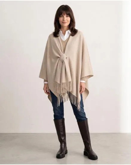 Schultertuch mit Fransen in beige von Moda Italia