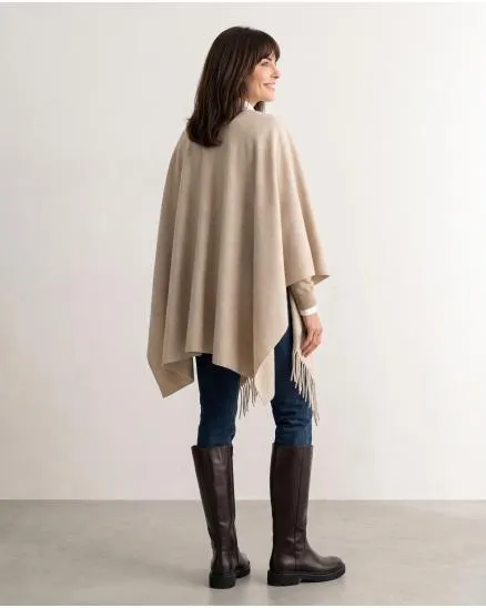 Schultertuch mit Fransen in beige von Moda Italia